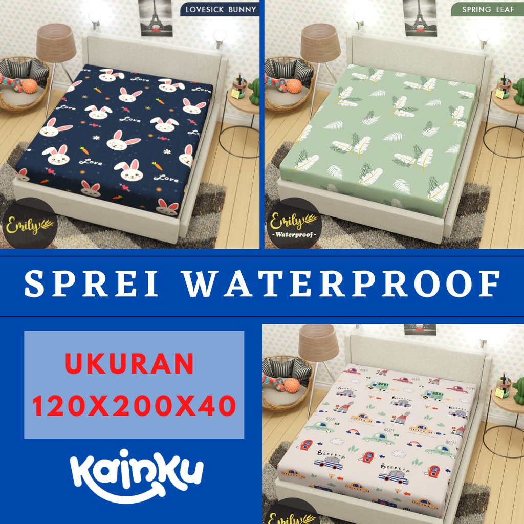Sprei Tinggi 40 Waterproof Ukuran 120x200 MOTIF anti air anti ompol #WP120T40