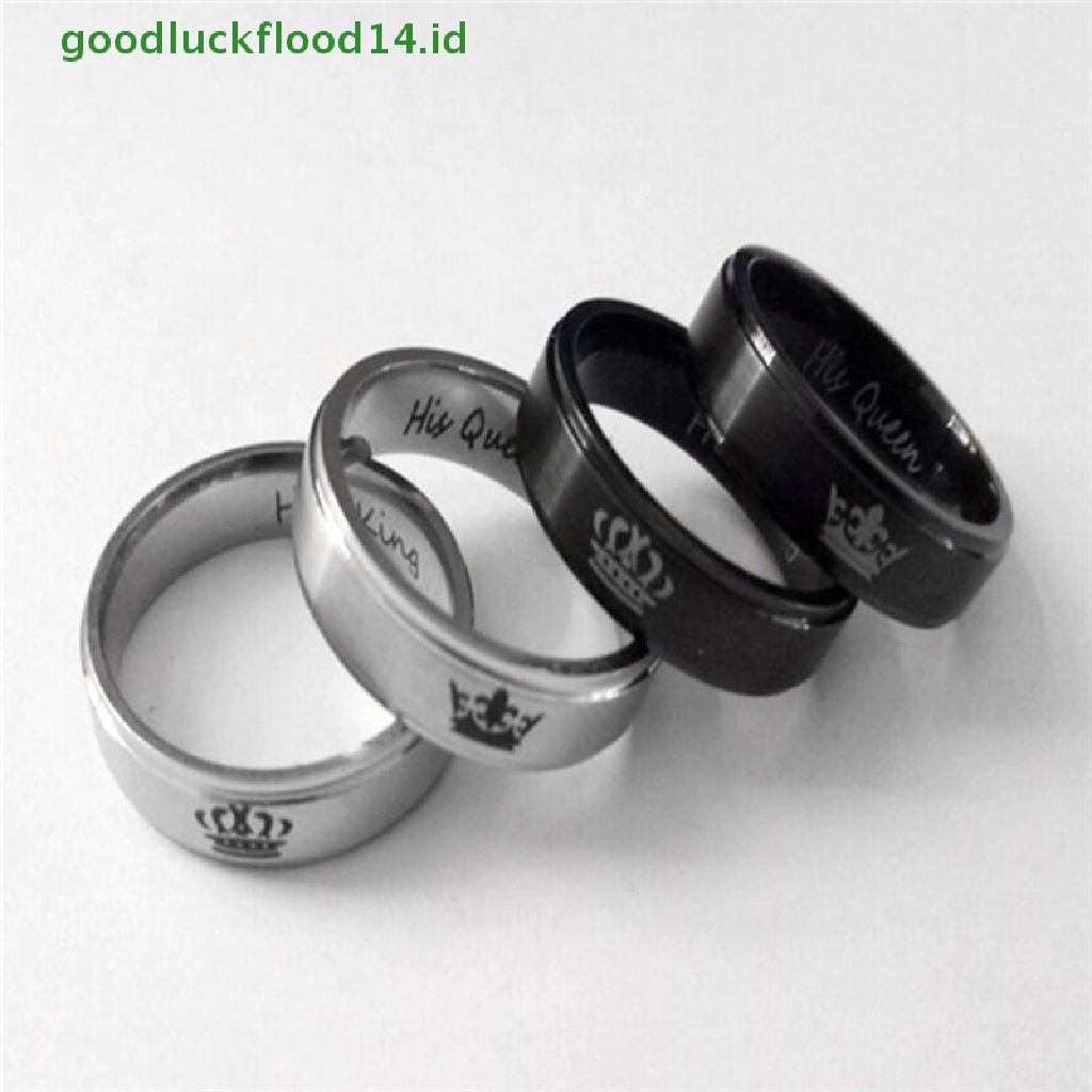 [GOOGFOUR] Cincin Couple HIS QUEEN HER KING Cincin Anti Karat Chic Perhiasan Aksesoris [TOP]