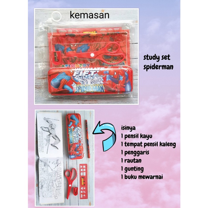 

Terlaris ✨ -study studi set tempat pensil alat tulis set karakter spiderman- 2.1.23