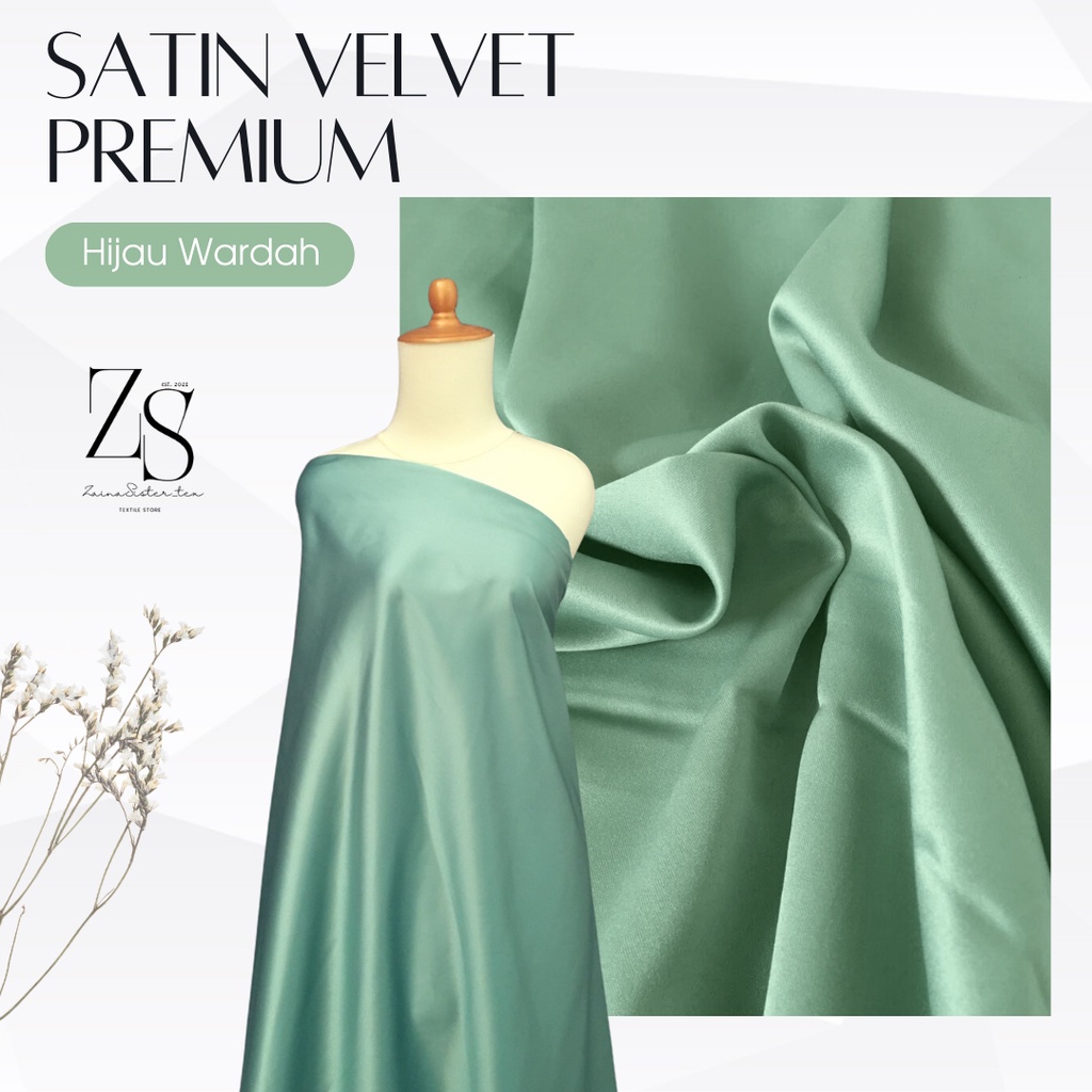 Bahan Kain Satin Velvet Premium Warna Hijau Wardah Background Backdrop Foto