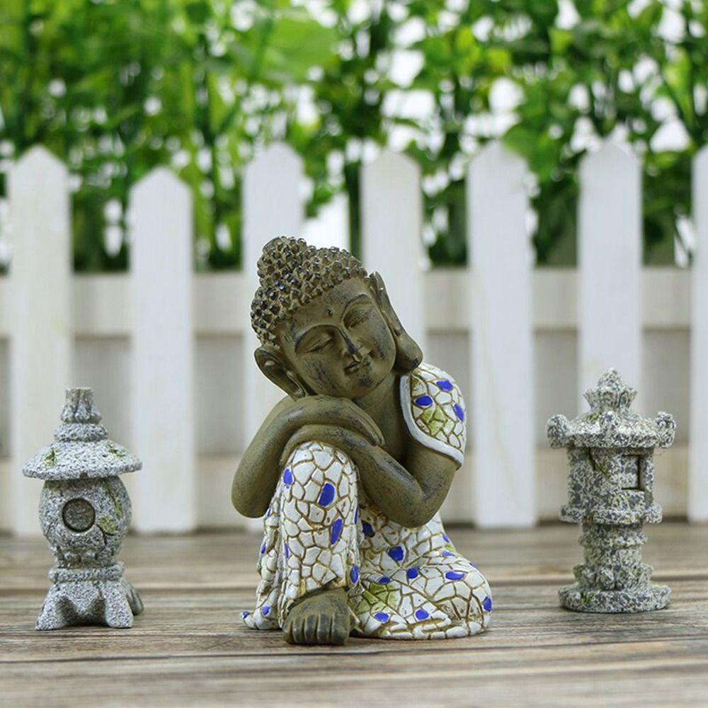 Ornamen Buddha Agustina Tidur Buddha Doa Damai Serbaguna Pemandangan Kecil Menara Batu Dekorasi Luar Ruangan Bonsai Balkon Ornamen Taman