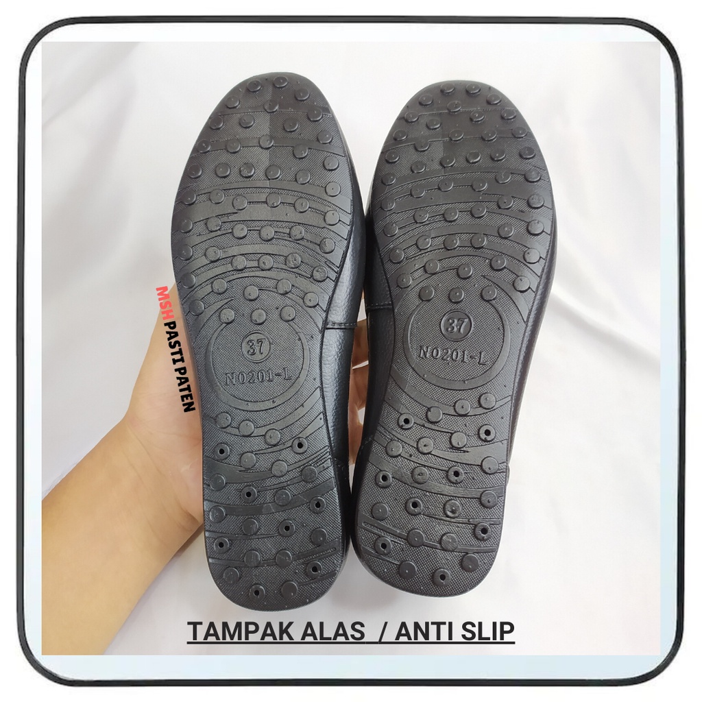 Nexas Sepatu Pantofel Wanita Import Sepatu Hitam Kerja Anti Slip