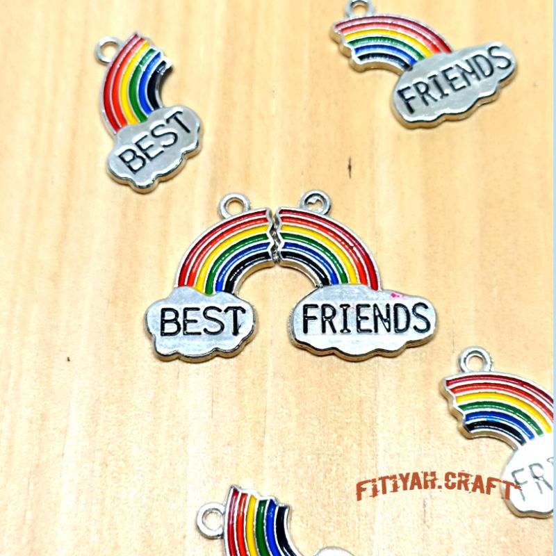 Sepasang DIY Aksesoris Rainbow Benst Friends Manik Charm DIY Pelangi Best Friend