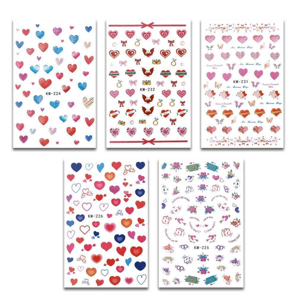 Mxbeauty Stiker Kuku Hati Wanita Valentine Day Nail Art Ikatan Simpul Self Adhesive Nail Art Dekorasi