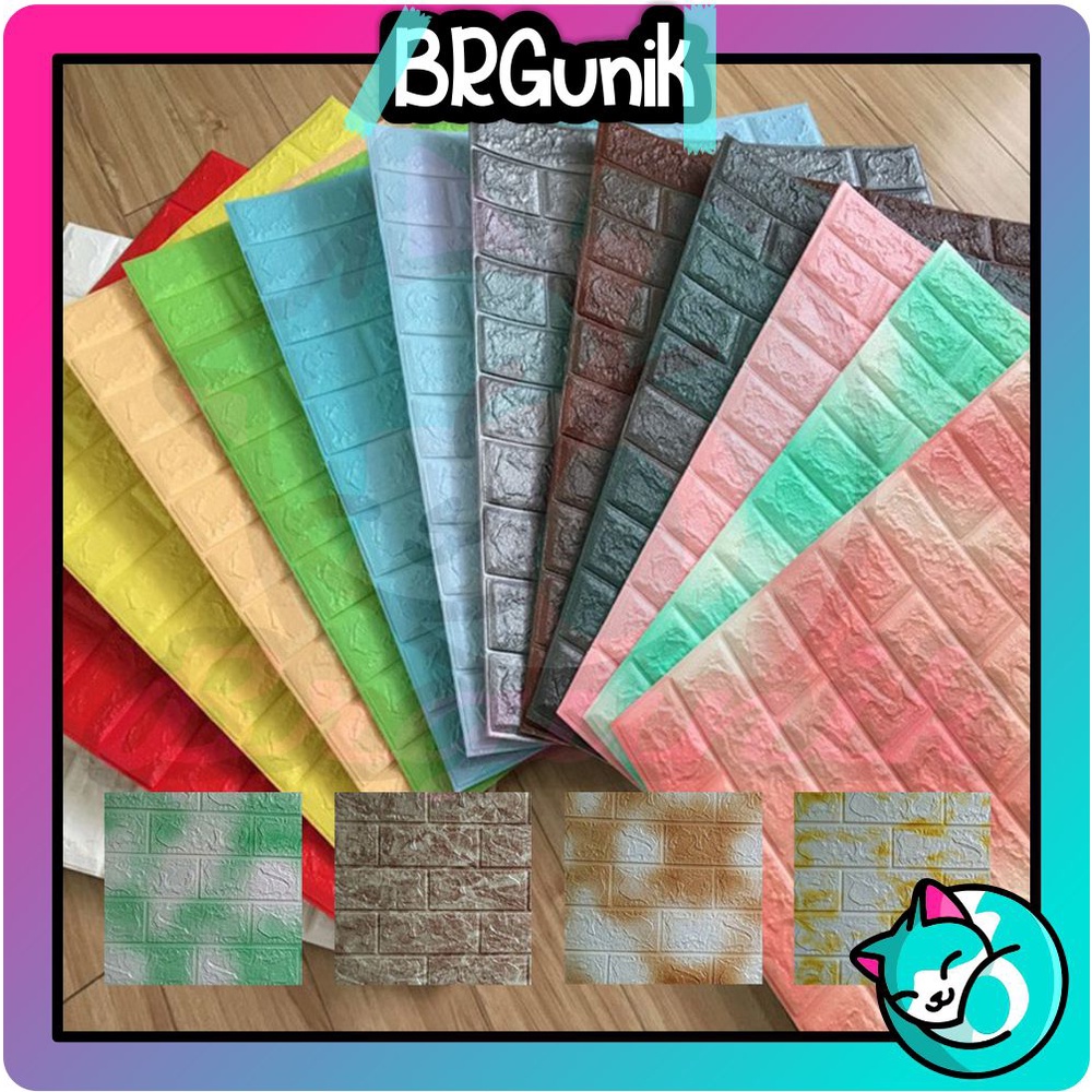 Jual BRGUNIK Wallpaper Dinding Foam 3D Kecil Motif Bata Gradient