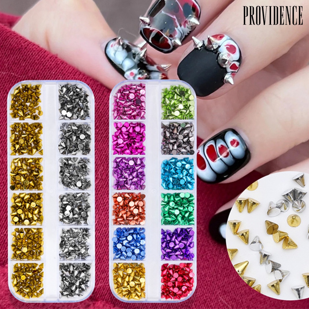 Providence 1kotak Pesona Nail Art Tidak Luntur Anti-Oksidasi Tahan Jatuh Yang Dapat Dilepas 12kisi DIY Rivet Gadis Kuku Aksesori Kecantikan Nail Salon Supply