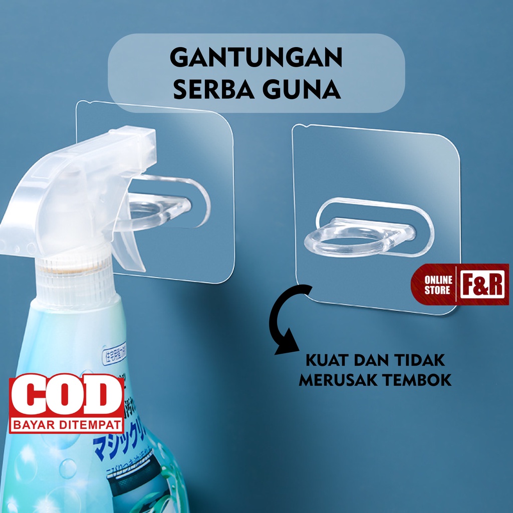 Gantungan Dinding Transparan Model O bahan plastik sehingga tidak akan berkarat, tahan air dan mudah dibersihkan. Dengan desain multi fungsi ini Dapat digunakan untuk menggantung beranekaragam barang