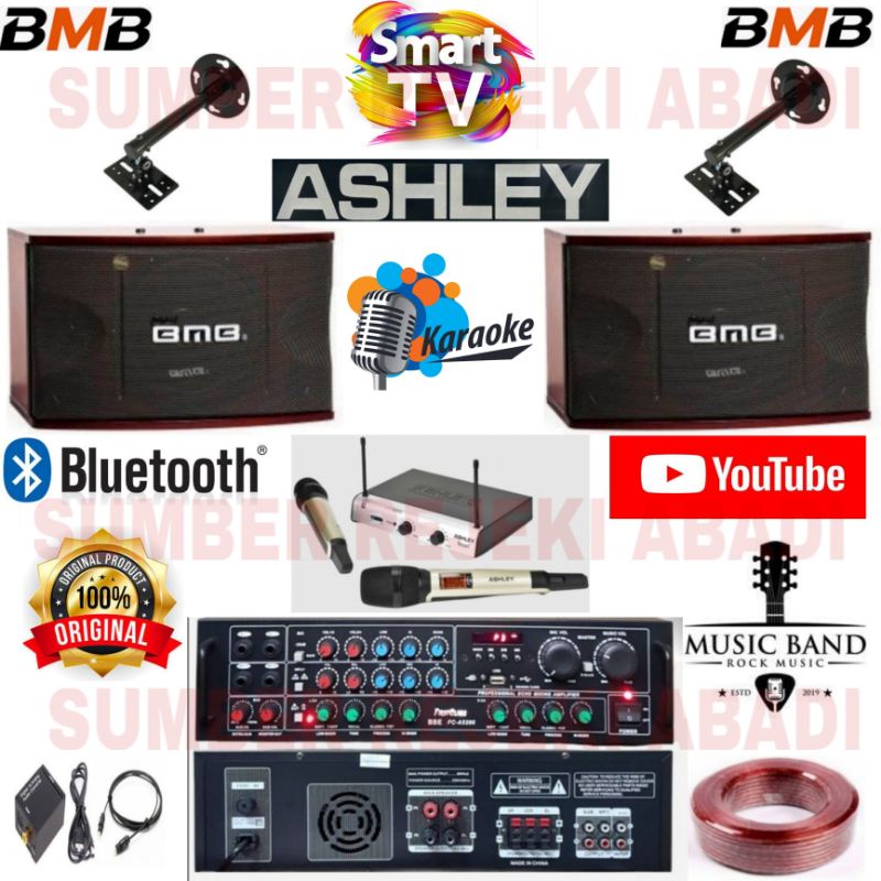 PAKET SOUND SYSTEM KARAOKE BMB MIC ASHLEY VOICE 1 8 INCH GARANSI RESMI