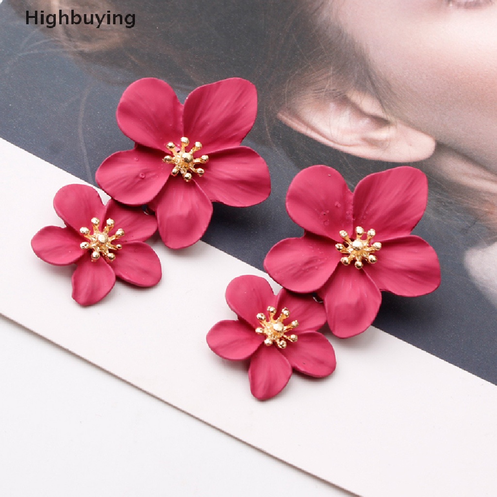 Hbid Vintage Double Flower Drop Earrings Pernikahan Menjuntai Bohemian Pesta Perhiasan Hadiah Glory