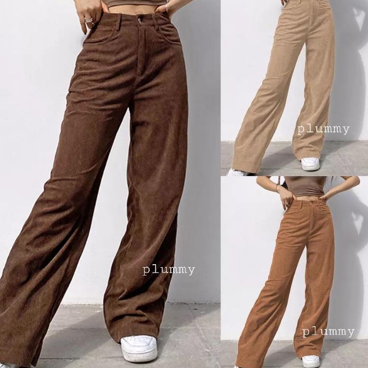 Ready Stok  CELANA KULOT JEANS LOOSE WANITA POLOS PASTEL LILAC CREAM HIGHWAIST JENS CUTBRAY