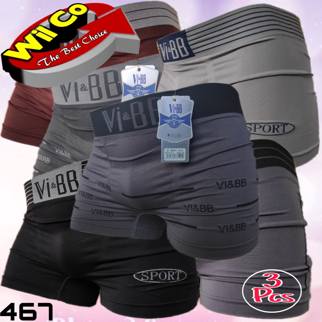 [COD] Ready  K467T - (3 PCS) CELANA DALAM BOXER Vi BB PRIA IMPORT SIZE M - XXL Original