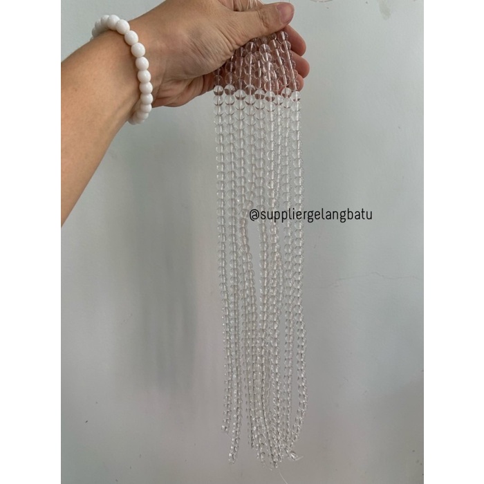 batu kuarsa bening 6mm 8mm 10mm 12mm 14mm clear quartz bahan gelang kalung kesehatan