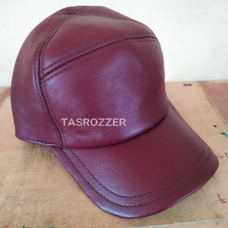 Topi kulit asli Garut model Marlboro