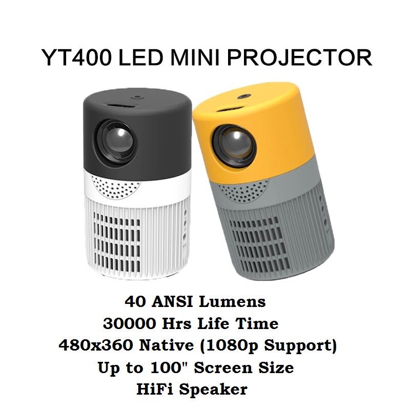 AKN88 - ROCKWARE YT400 BASIC VERSION - Mini LED Projector 40 ANSI Lumens