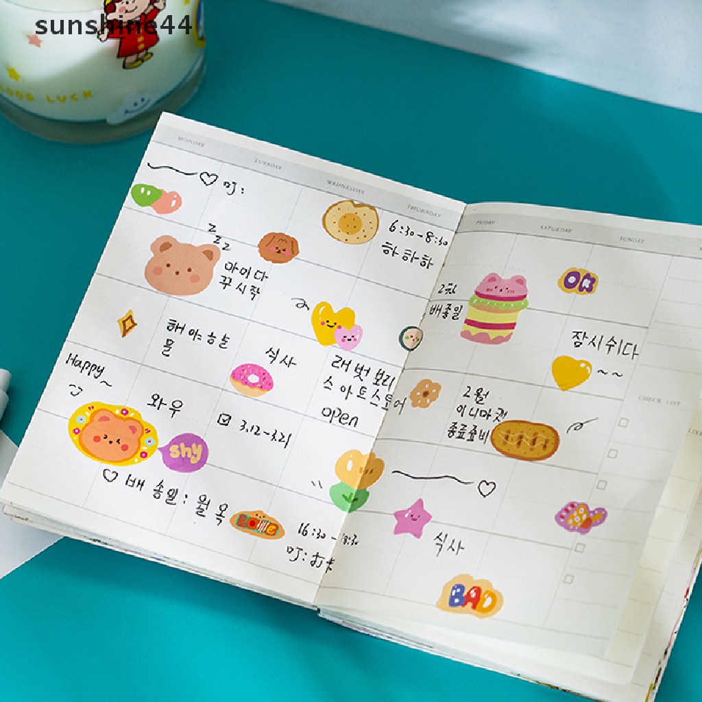 Sunshine 2PCS/Box Stiker Kartun Dekorasi Scrapbooking Alat Tulis Perlengkapan Sekolah.