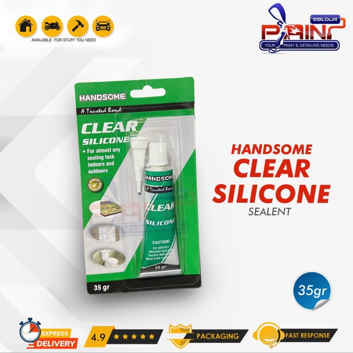 Lem Kaca Silicone Sealant Clear Tube Handsome - 35gr