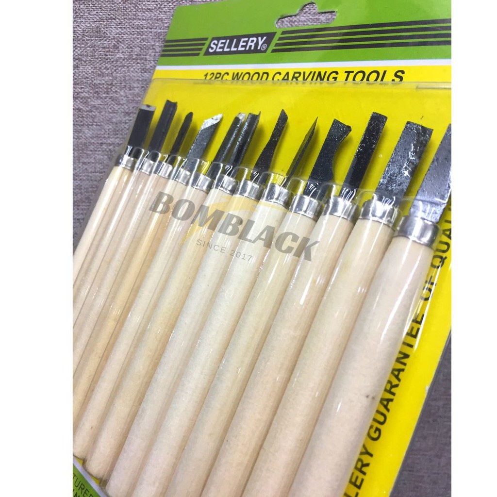 Pisau Ukir Set 12pcs SELLERY Cukil Pahat Kayu Fondant Clay Hobby Knife