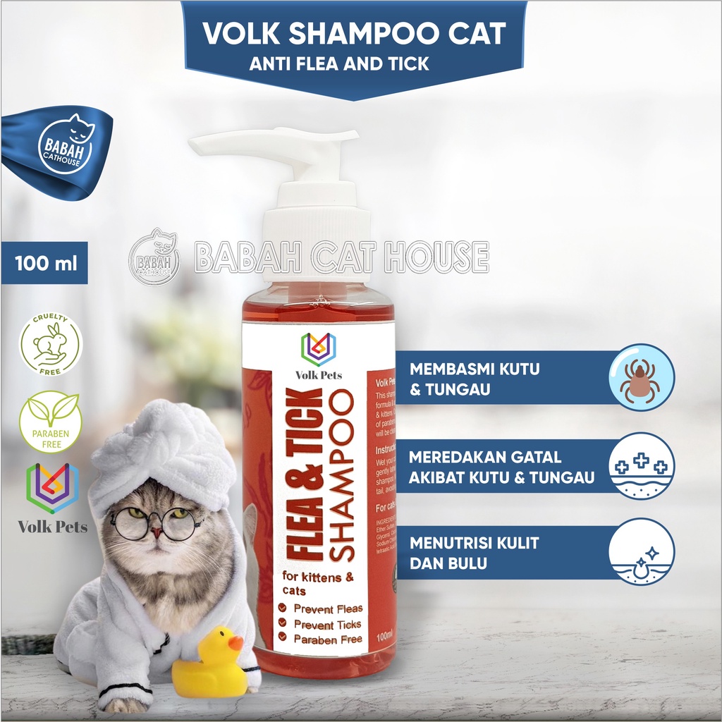 Volk Pets ANTI KUTU Kucing Cat Shampo Adult Dewasa Anak Kitten Sampo Grooming Shampoo Persia Obat Sabun Pembasmi Ampuh Flea and Tick Penghilang Kutuan
