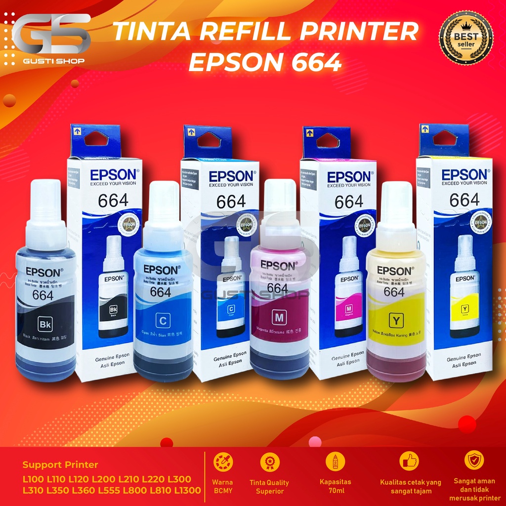 Jual Tinta Epson 664 Refill Printer L100 L110 L111 L120 L130 L132 L200 L210 L211 L220 L222 L300 2940