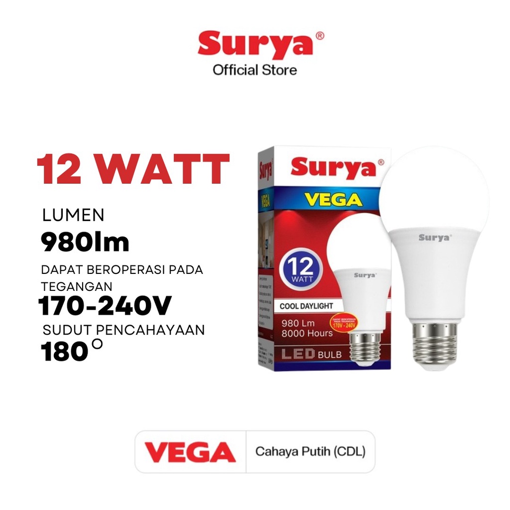 Surya Lampu LED Vega 5/7/9/12/15/18/22 Watt - Putih