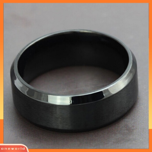 {oneworld} Fashion 8MM Baja Titanium Band Cincin Pria Pernikahan Pertunangan Perhiasan Hitam