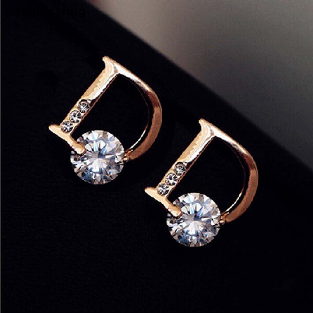 Hbid Fashion Gold Ear Stud Earings Huruf D Chic Vogue Stud Anting Wanita Perhiasan Glory