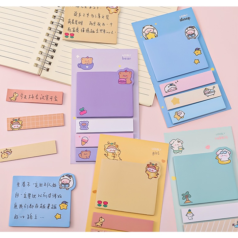 

andjanis || STICKY NOTES CUTE ANIMAL 4 LINE PAPER NOTE PET/ MEMO TEMPEL/ KERTAS TEMPEL UNIK/PEMBATAS BUKU LUCU