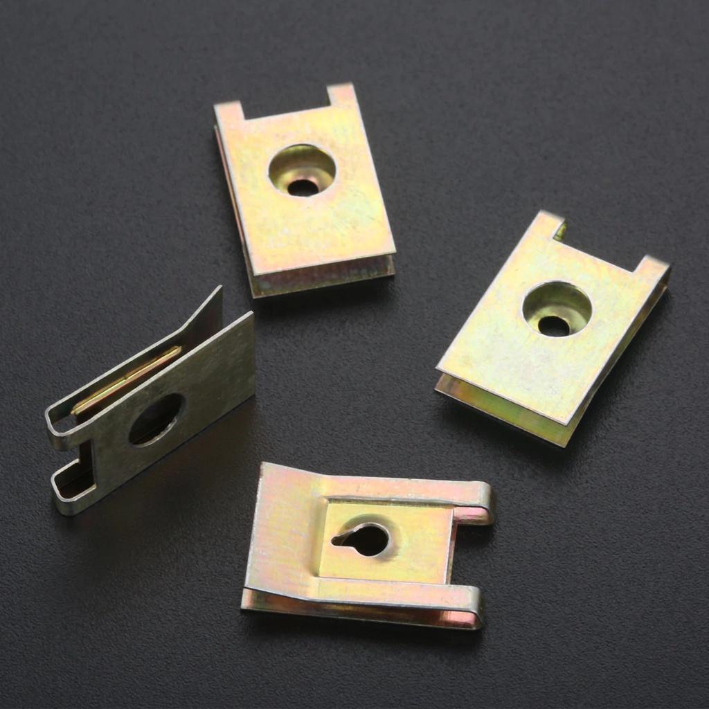 10pcs Aksesoris Pengikat Kuning Motor Umum Klip Berbentuk U Untuk Sekrup Tapping Otomatis Anti Karat Dan Anti-Korosi Paking Tetap Untuk Refitting Mobil