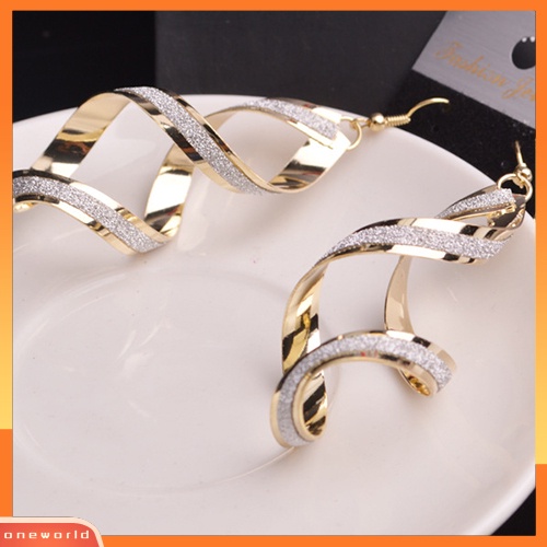{oneworld} Wanita Spiral Scrub Hook Menjuntai Anting Pernikahan Pertunangan Pengantin Perhiasan Hadiah