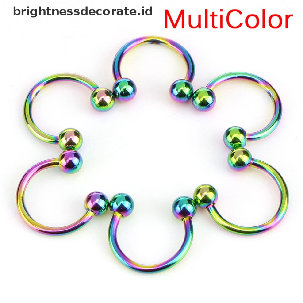 [Birth] 10pcs Stainless Steel Tapal Kuda Bar Bibir Hidung Septum Telinga Cincin Stud Set [ID]