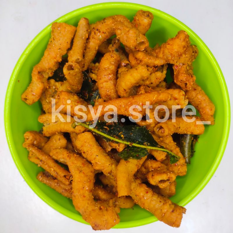 

500gr (½kg) Keripik Usus Ayam Super Pedas Daun Jeruk Kripik Usus