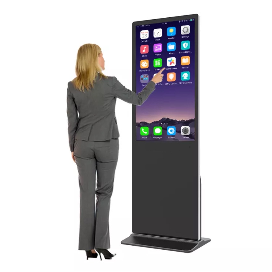 Panel Advertising Display Vertikal Layar LCD LED 43 Inch Tampilan Iklan Besar Stainless