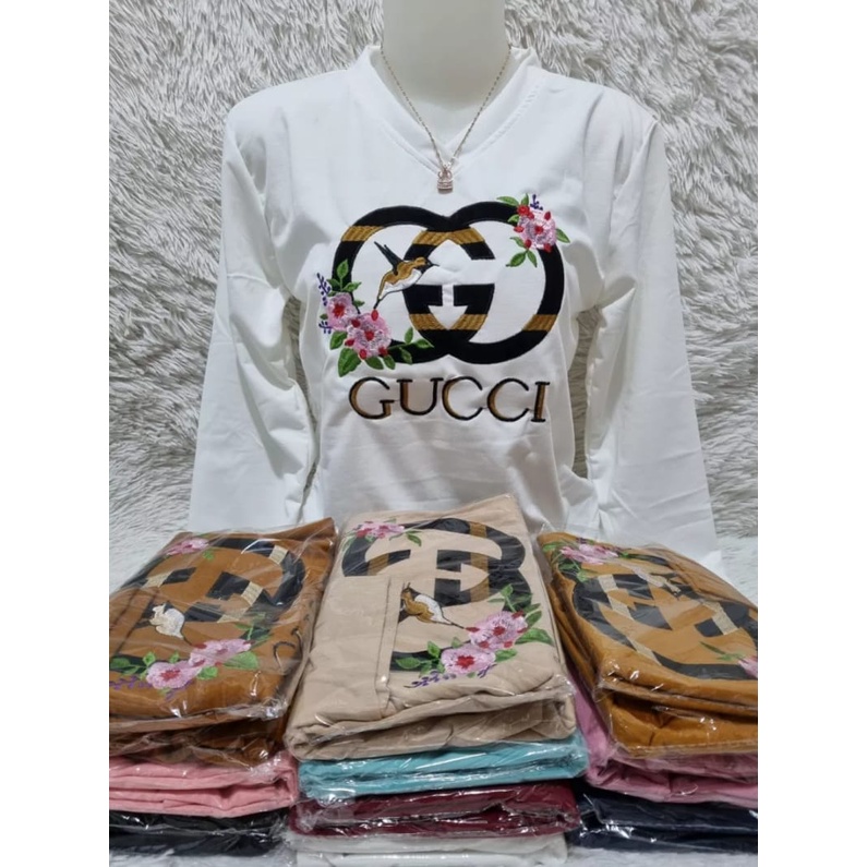 Kaos Lengan Panjang Gucci02 Bordir BabyTerry Import Dewasa Ukuran XL-4XL