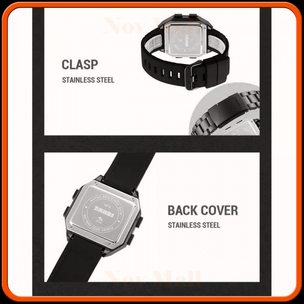SKMEI Jam Tangan Kasual Pria Digital Alarm Waterproof with EL Light - 1875