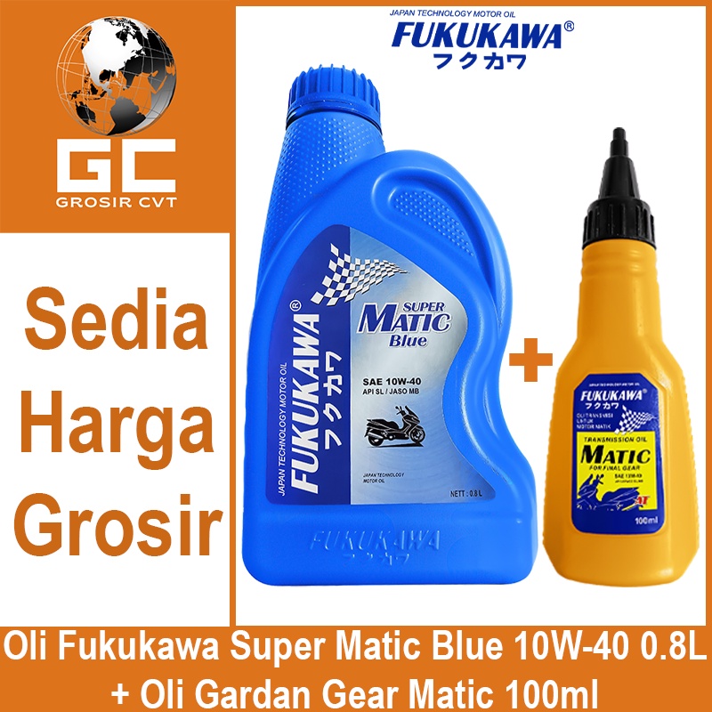 Paket Oli Mesin Gardan Super Matic Blue 10W-40 API SL/JASO MB 800ml + 100ml Fukukawa