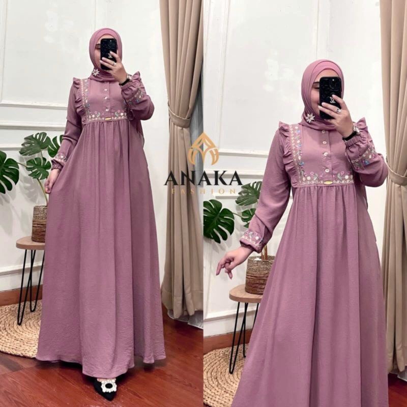 [COD] RENATA DRESS | gamis cringkle bordil