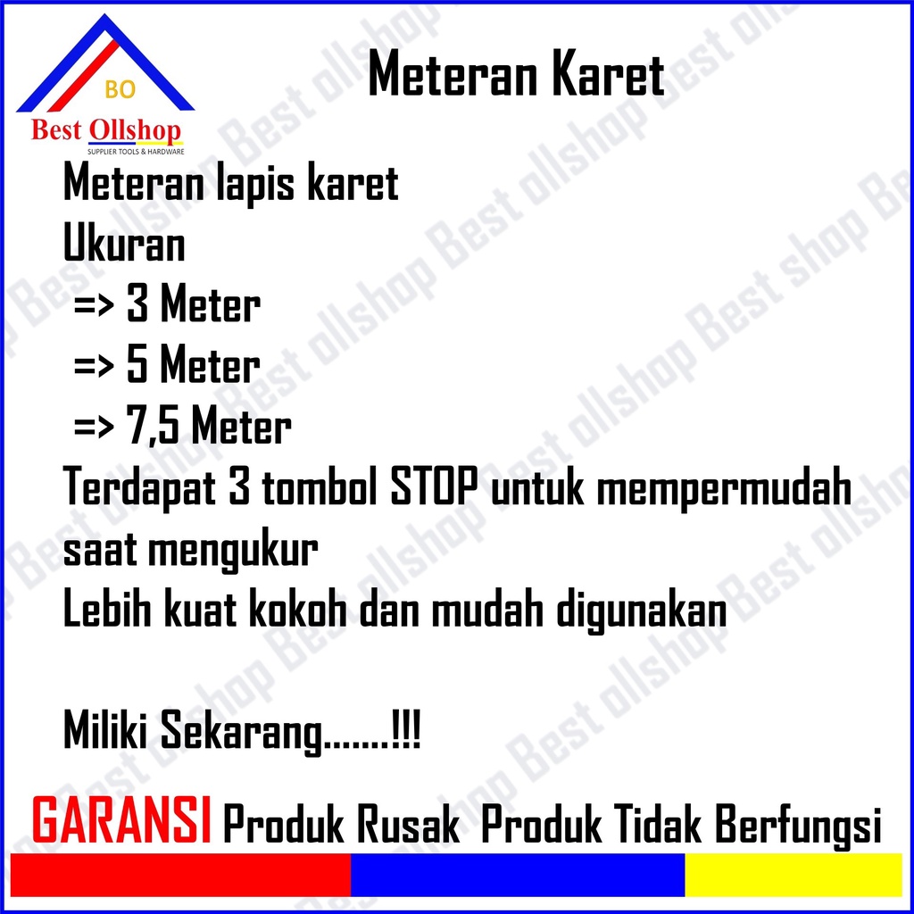 Meteran karet 5 meter / meteran murah / Meteran Tukang 7.5M 3M