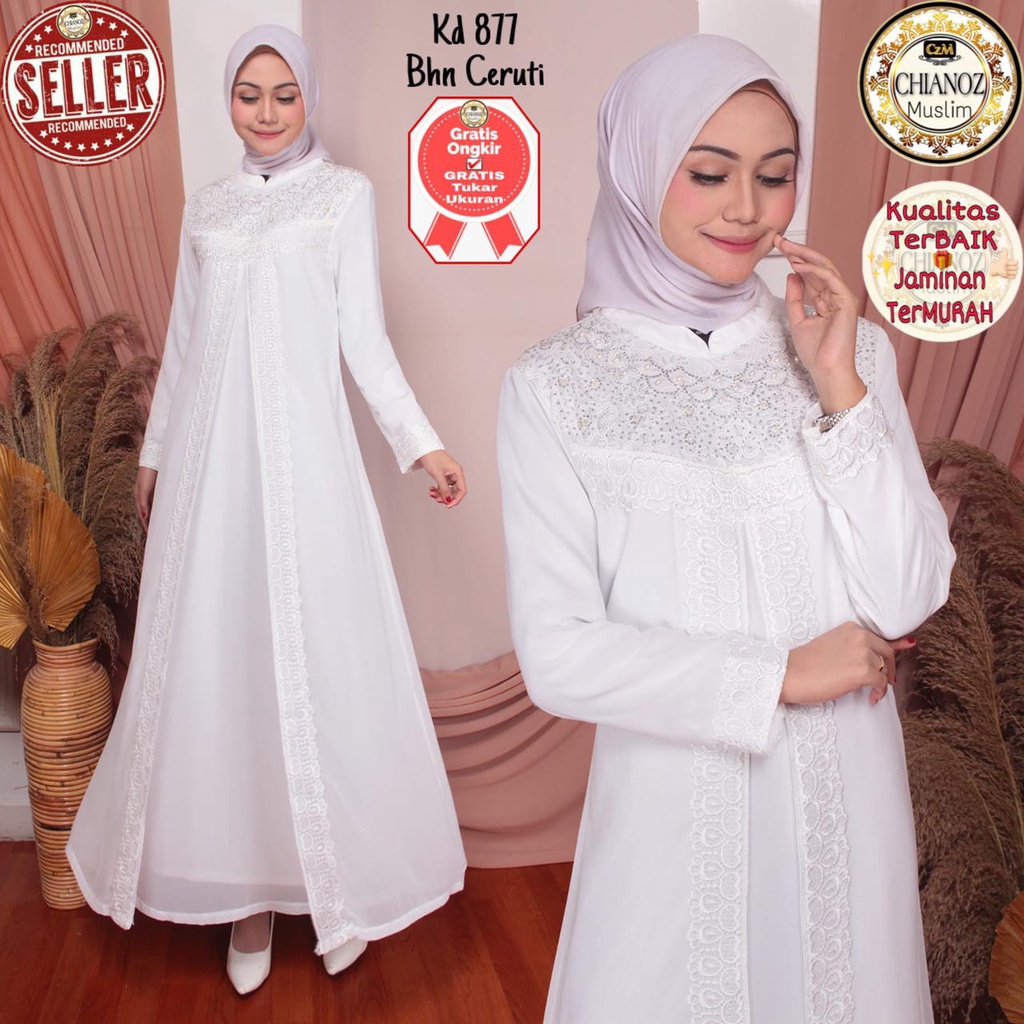 CHIANOZ Gamis Hitam Mewah Cinta Dress Brukat Renda Baju Lebaran Umroh Haji Manasik Pesta Akad 507 877