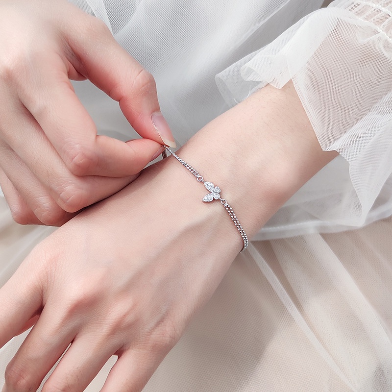 Gelang Simple Model Kupu-Kupu Silver Untuk Wanita