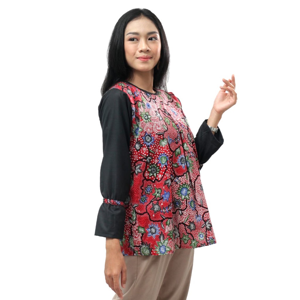 Batik Wanita Atasan Blouse Lengan Panjang  S-M-L-XL-XXL-3L-4L-5L Batik Dua Putri Collection