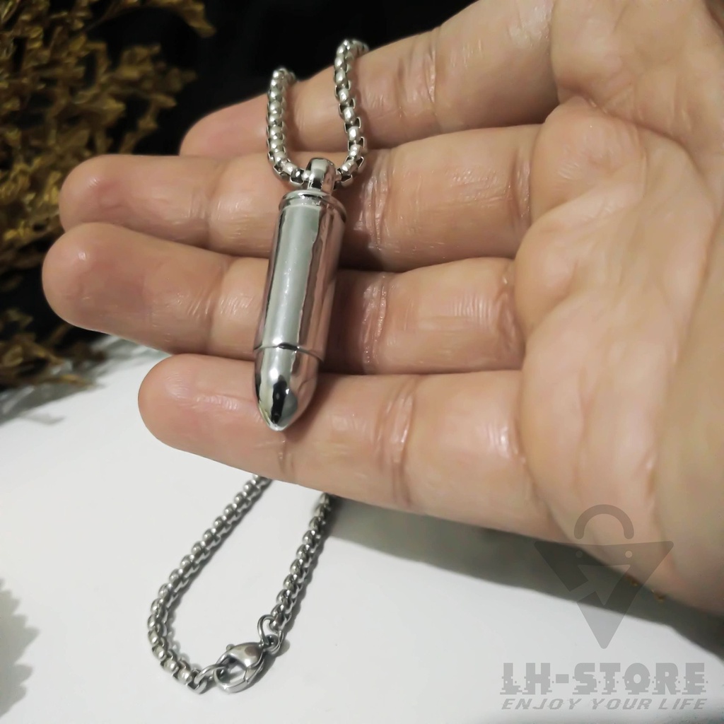 Kalung Titanium Set Amunisi Peluru Gold Terbaru Keren Anti Karat