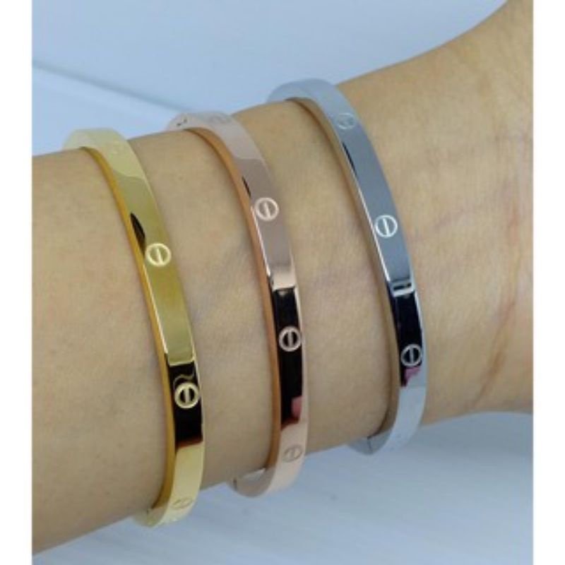 Fourfashion Gelang Titanium CRTR Polos &amp; Permata Premium