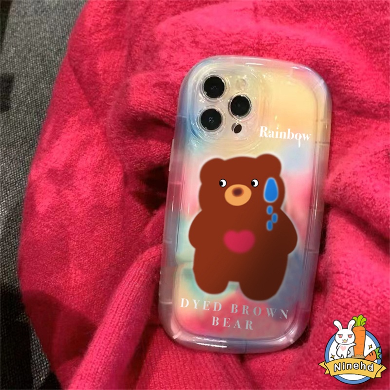 IPHONE Casing Kompatibel Untuk Iphone14 13 12 11 Pro Max X Xr Xs Max8 7 6 6s Plus Se2020Ananan Lucu Imut Beruang Ponsel Case Pelindung Lensa Warna Warni Halo Dye Silikon Soft Case Cover Pelindung