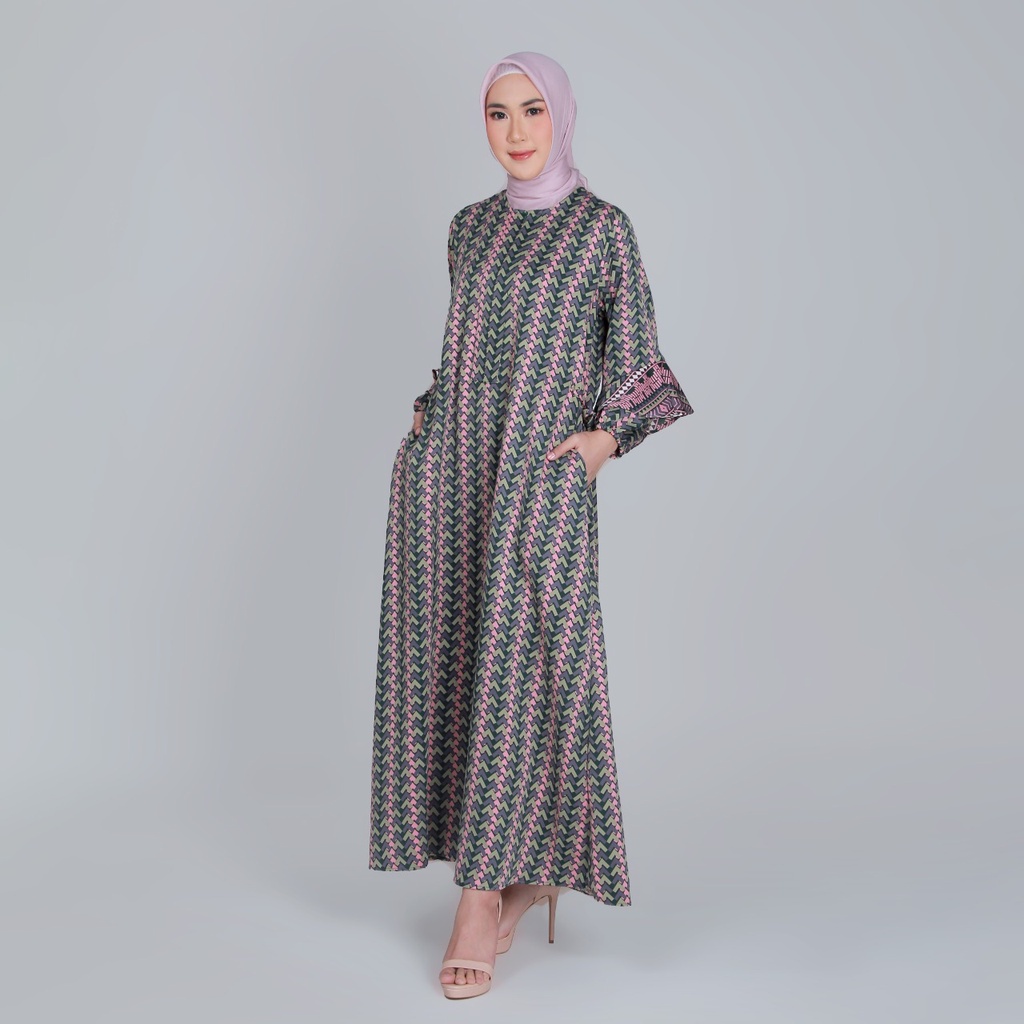 Zoya Gamis Muslim Wanita Ella Dress - Bahan Maxmara Printed