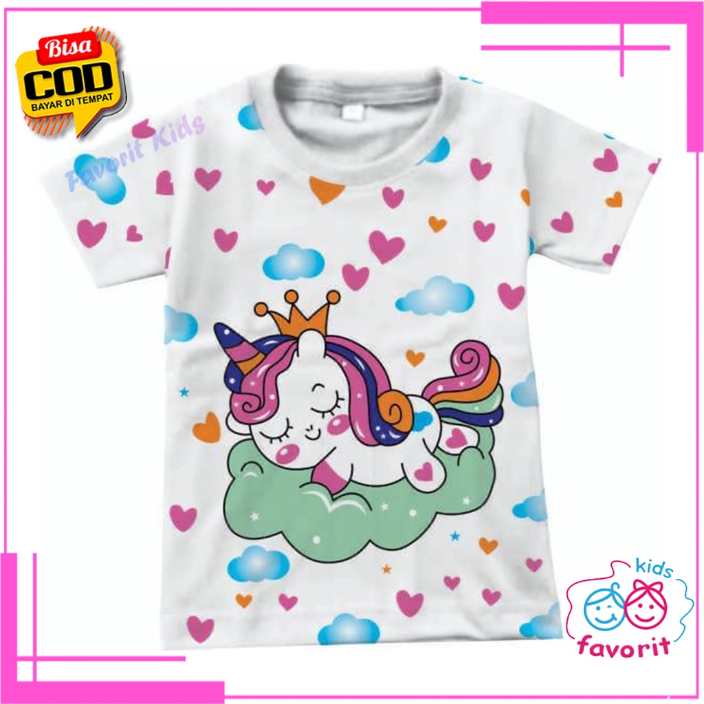 Baju kaos atasan unicron anak perempuan lengan pendek/motif kuda pony usia 1-10 tahun