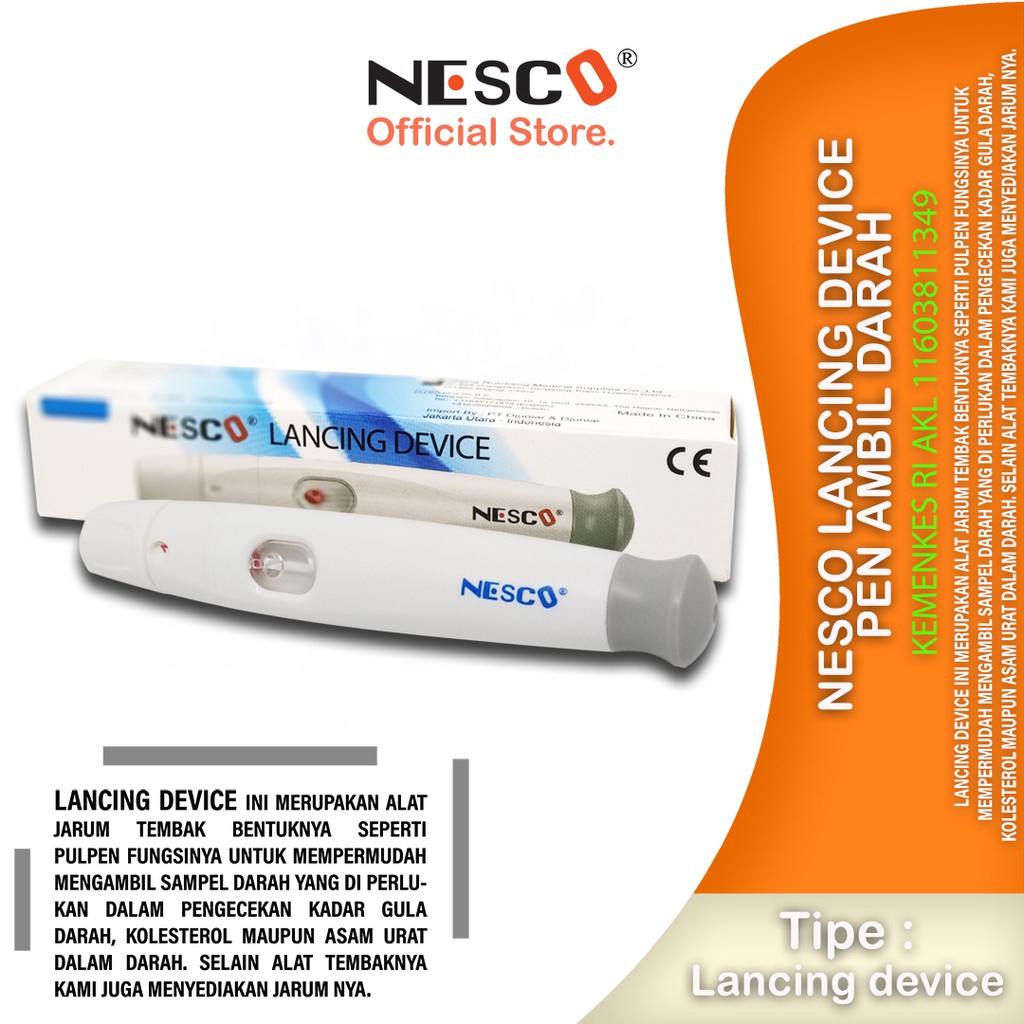 PEN LANCING DEVICE SINOCARE AUTOCLICK / PENA LANCET BEKAM / PEN AMBIL DARAH FREE ALAT CEK GULA DARAH