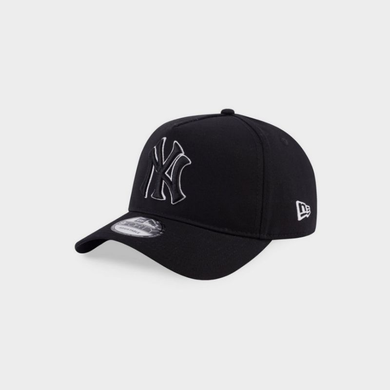 Topi New Era Cap New York Yankees Stencil Black Type A Frame 9Forty Adjustable Original
