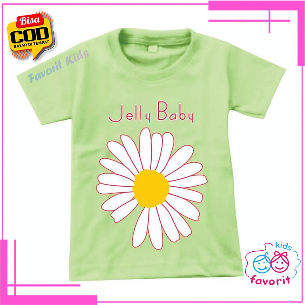 Baju kaos jelly baby anak perempuan lengan pendek motif summer sunflower untuk usia 1-10 tahun