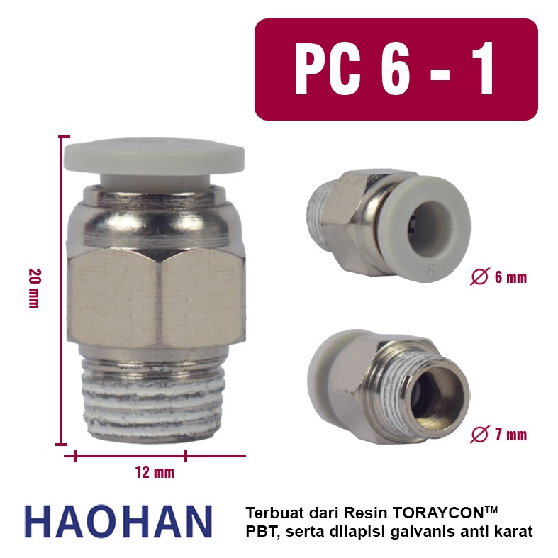 PC Pneumatic Fitting Slip Lock Quikc Air Water Connector Male Straight Thread