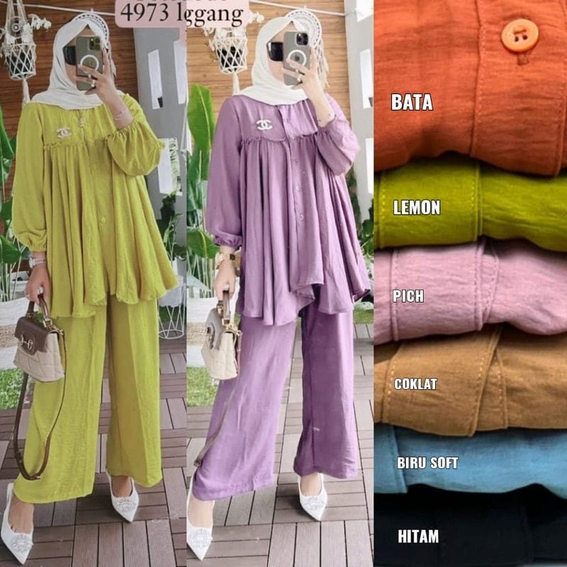 ONE SET TERBARU BAJU KEMEJA + CELANA / SETELAN DIANA VIRAL WANITA TERBARU M-L-XL